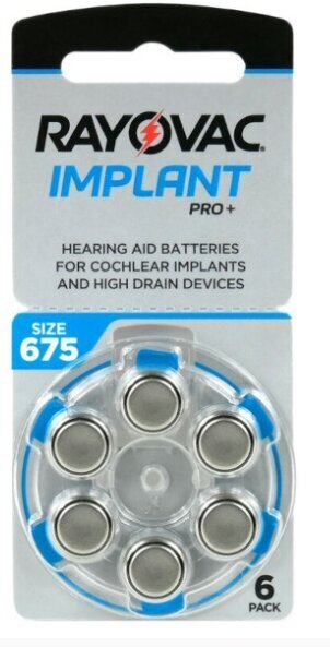 Kohleaarsete implantaatide patareid Rayovac Implant PRO+ PR44 675, 60 tk. цена и информация | Patareid | hansapost.ee