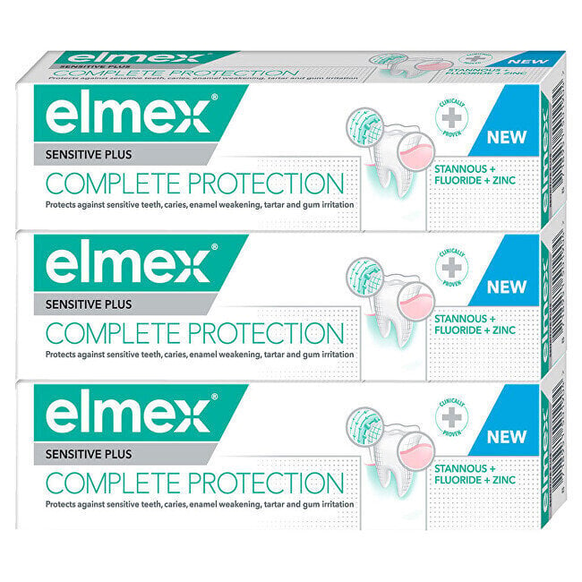 Hambapasta komplekt tundlikele hammastele Elmex Sensitive Plus Complete Care, 3x75 ml цена и информация | Hambaharjad, hampapastad ja suuloputusvedelikud | hansapost.ee