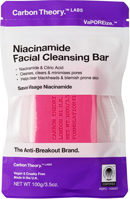 Näoseep Carbon Theory Niacinamide facial cleansing soap, 100 g цена и информация | Seebid | hansapost.ee