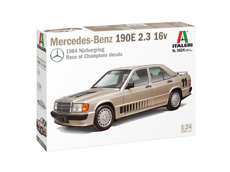 Italeri - Mercedes Benz 190E 2.3 16v, 1/24, 3624 цена и информация | Klotsid ja konstruktorid | hansapost.ee
