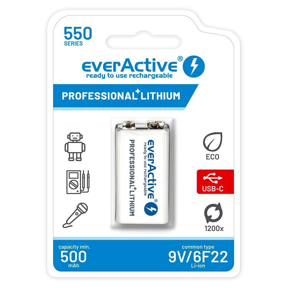 EverActive 6F22/9V 550 mAh цена и информация | Patareid | hansapost.ee