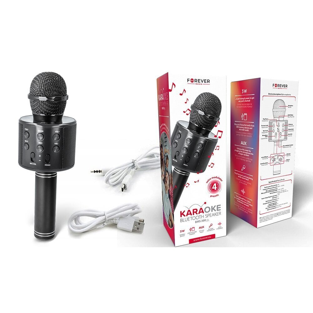 Forever Bluetooth microphone with speaker BMS-300 Lite black цена и информация | Mikrofonid | hansapost.ee