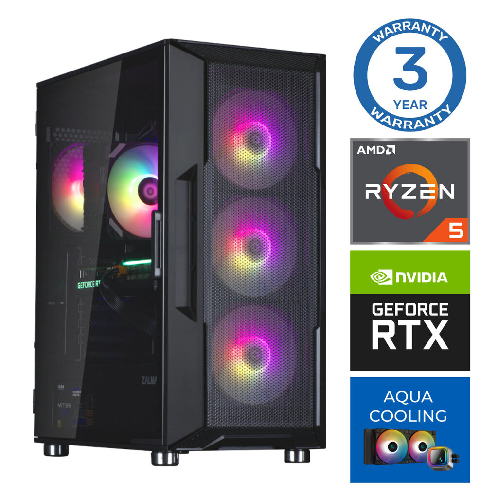 INTOP AQUA Ryzen 5 7600X 16GB DDR5 500SSD M.2 NVME RTX3060 12GB no-OS hind ja info | Lauaarvutid | hansapost.ee