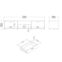 TV laud Aatrium Media, 177,2x39x38 cm, must hind ja info | Televiisori alused | hansapost.ee