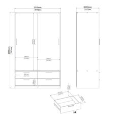 Kapp Aatrium Line, 121x60x200 cm, valge hind ja info | Kapid | hansapost.ee