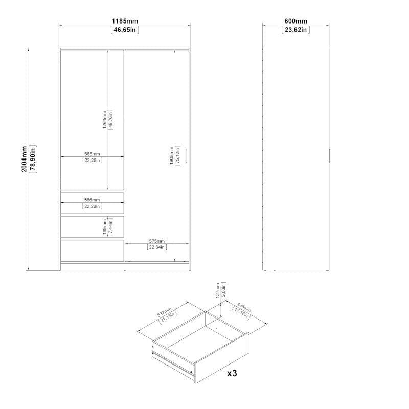 Kapp Aatrium Naia, 118x60x200 cm, pruun цена и информация | Kapid | hansapost.ee