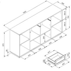 Комод Aatrium Flores, 180x40x87 см, белый цена и информация | Комоды | hansapost.ee