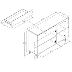 Комод Aatrium Bertrix, 133x40x92 см, серый цена и информация | Комоды | hansapost.ee