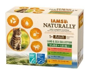 Набор IAMS Naturally Adult для взрослых кошек, 12 х 85 г цена и информация | Кошачьи консервы | hansapost.ee