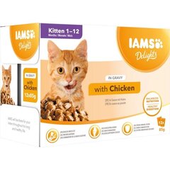 Корм для котят IAMS Delights с курицей, 12х85 г цена и информация | Консервы для кошек | hansapost.ee
