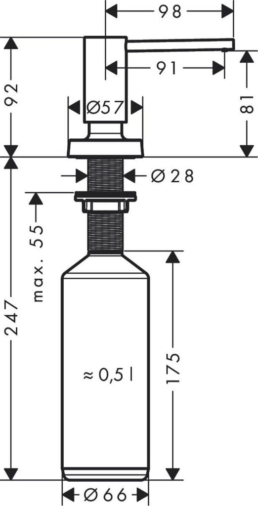 Hansgrohe seebi-/vahendidosaator 40448670 цена и информация | Vannitoa aksessuaarid | hansapost.ee