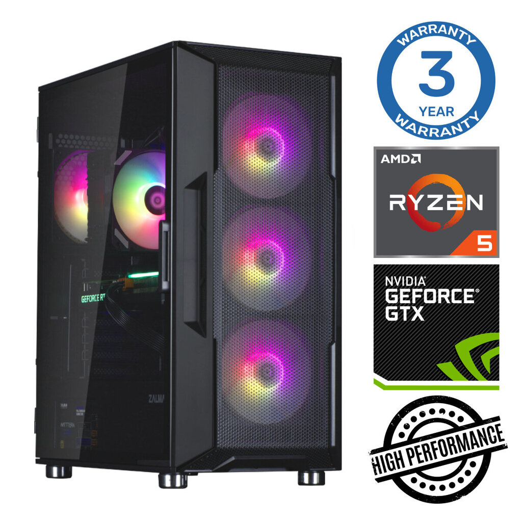 INTOP Ryzen 5 5500 16GB 250SSD M.2 NVME GTX1650 4GB no-OS hind ja info | Lauaarvutid | hansapost.ee