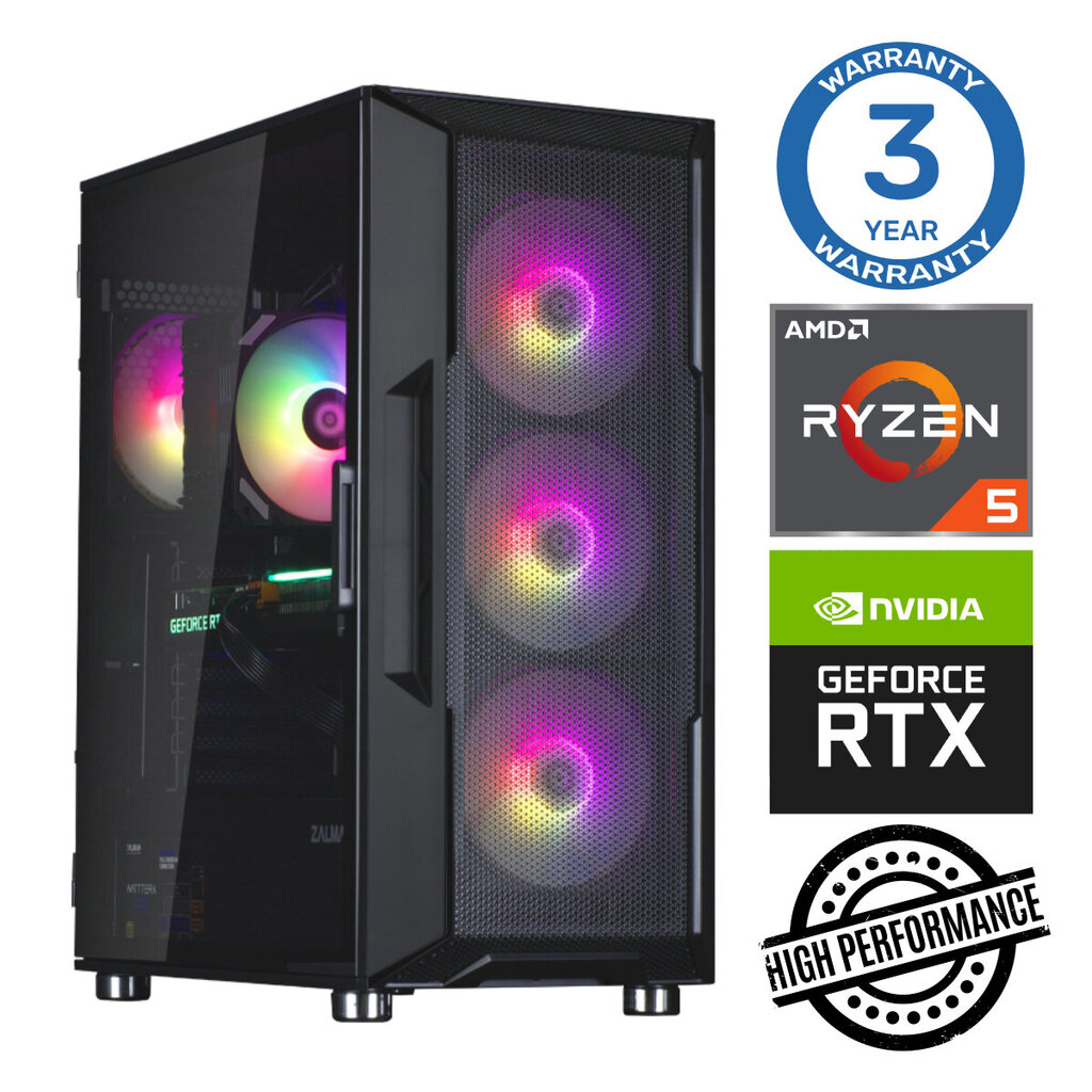 INTOP Ryzen 5 5500 32GB 500SSD M.2 NVME+2TB RTX3060 12GB no-OS hind ja info | Lauaarvutid | hansapost.ee