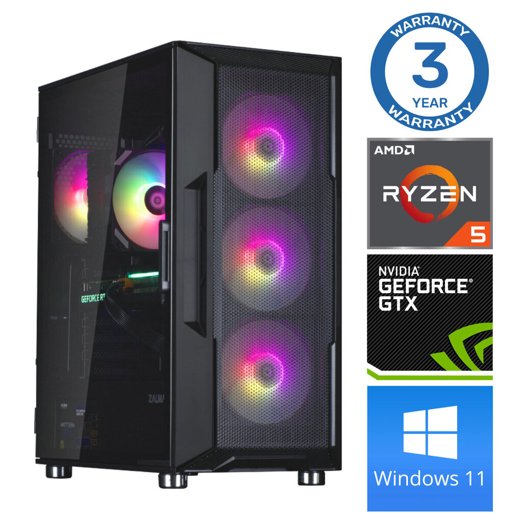 INTOP Ryzen 5 5500 16GB 250SSD M.2 NVME GTX1650 4GB WIN11 hind ja info | Lauaarvutid | hansapost.ee