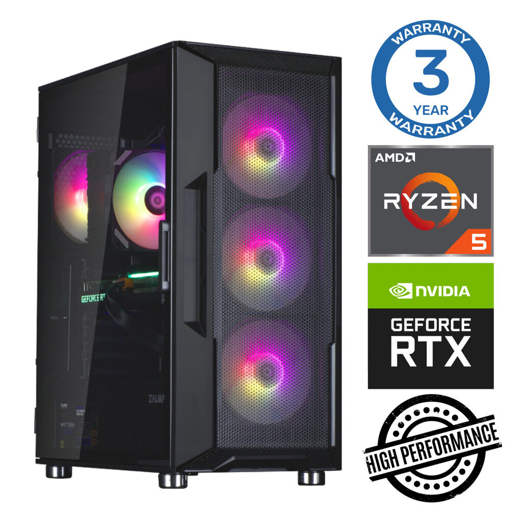 INTOP Ryzen 5 5500 32GB 250SSD M.2 NVME RTX4060 8GB no-OS цена и информация | Lauaarvutid | hansapost.ee