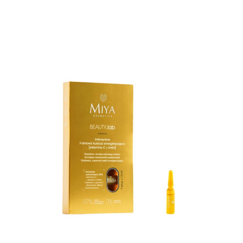 Miya Cosmetics Intensiivne 7-päevane energiat andev näohooldus C-vitamiini ja ingveriga, 7x1,5 ml hind ja info | Näoõlid, ampullid ja seerumid | hansapost.ee