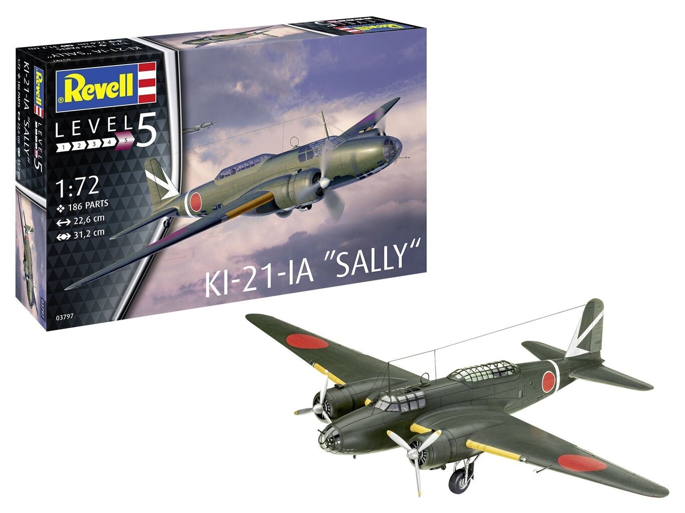 Revell - Mitsubishi Ki-21-Ia 'Sally‘, 1/72, 03797 цена и информация | Klotsid ja konstruktorid | hansapost.ee