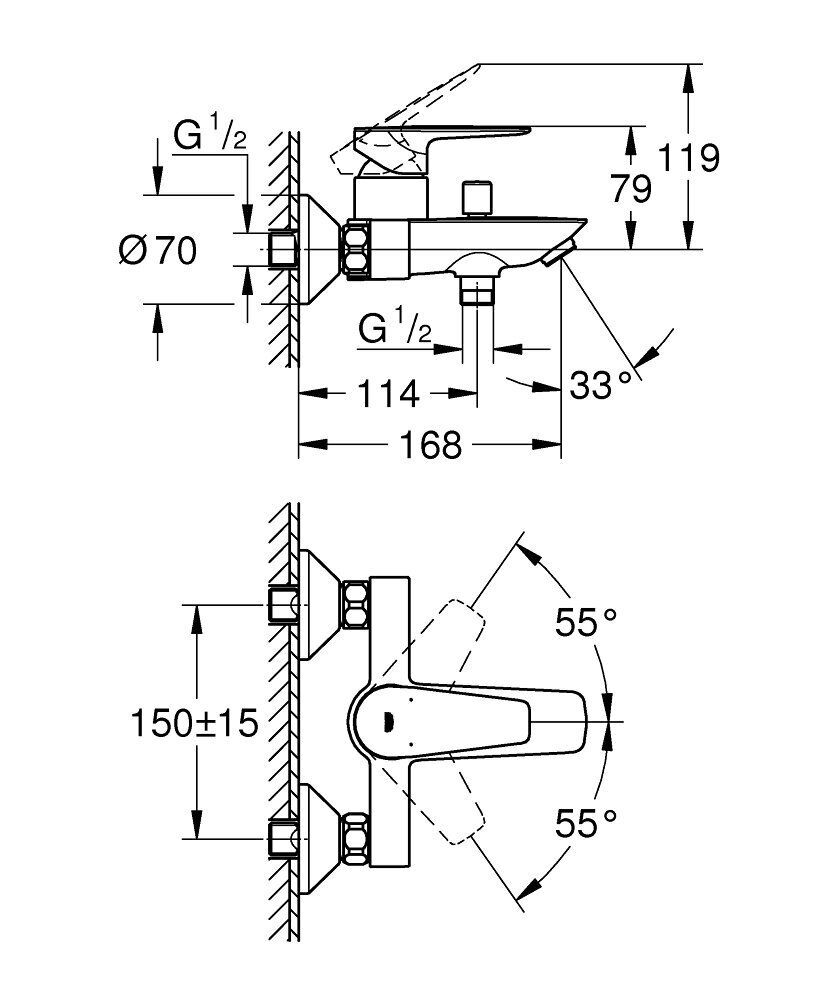 Grohe BauEdge, Vannisegisti kroomitud 23604001 цена и информация | Vannitoa segistid | hansapost.ee