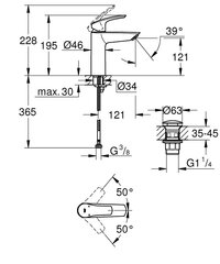 GROHE Размер смесителя для раковины eurosmart 1/2 дюйма m 23923003 цена и информация | Смесители | hansapost.ee