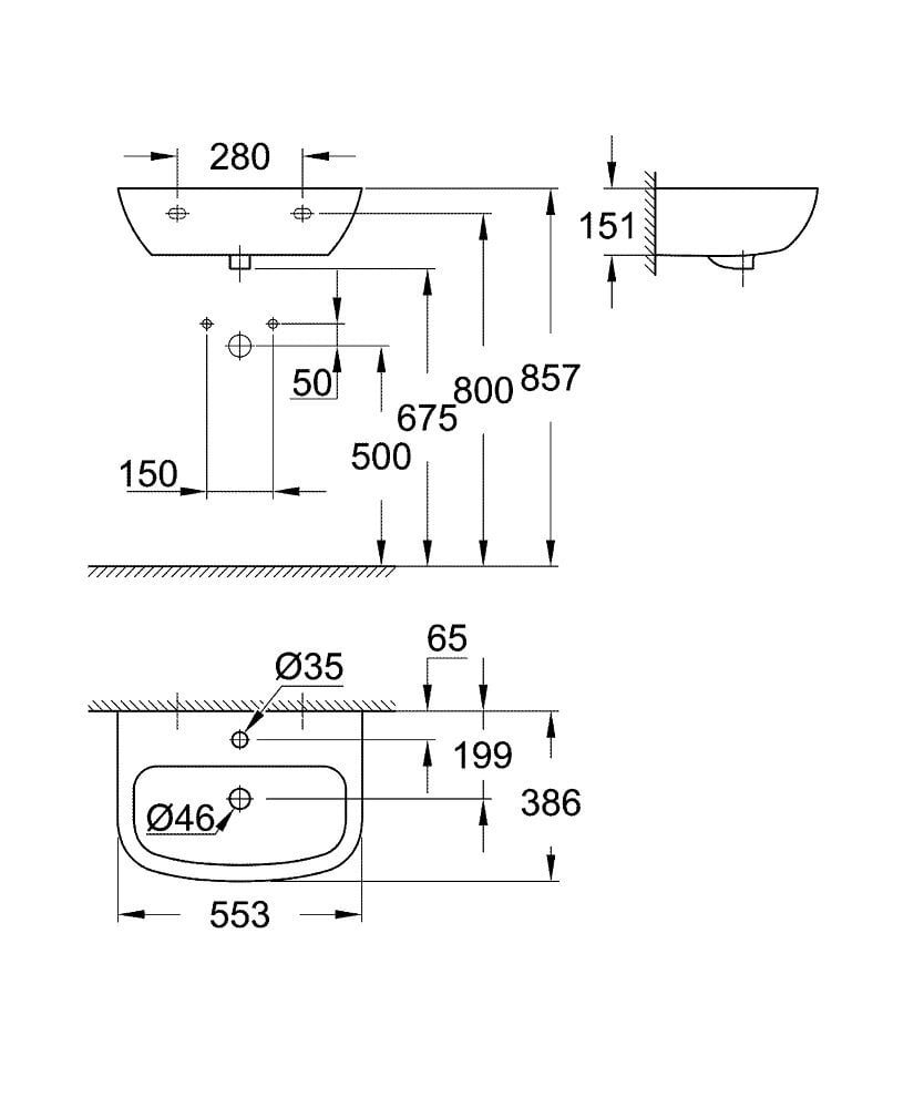 GROHE Bau keraamiline kraanikauss, 55cm 39440000 hind ja info | Vannitoa valamud, kraanikausid | hansapost.ee