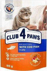 Club 4 Paws Premium Влажный корм для кошек- Треска в желе 24 x 80 г цена и информация | Консервы для кошек | hansapost.ee
