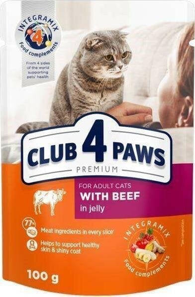 Club 4 Paws Premium kassidele veiselihaga tarretises, 100 g цена и информация | Kassikonservid | hansapost.ee