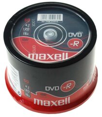 DVD-R диски MAXELL, 4,7ГБ, 16Х, 120 мин., 50 шт., в стопке цена и информация | Виниловые пластинки, CD, DVD | hansapost.ee