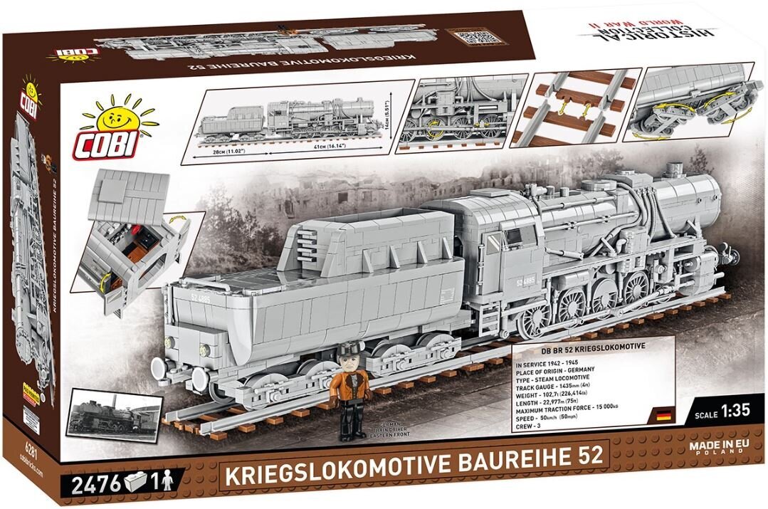 Konstruktor auruvedur Cobi Kriegslokomotive Baureihe 6281 2476-osaline hind ja info | Klotsid ja konstruktorid | hansapost.ee