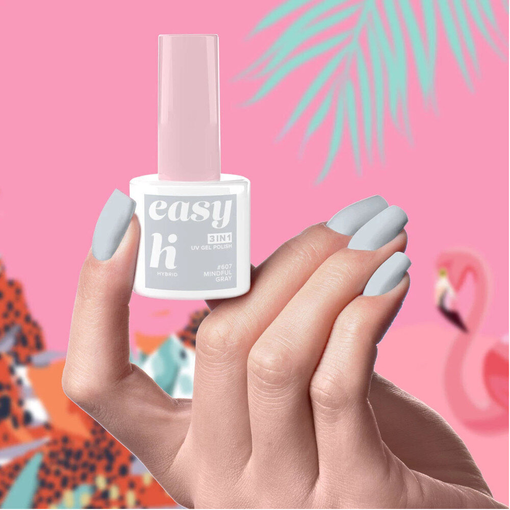 Hübriid küünelakk Hi Hybrid Easy 3in1, 607 Mindful Grey, 5 ml hind ja info | Küünelakid ja küünelakieemaldajad | hansapost.ee