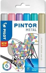 Püsimarkerite komplekt Pilot Pintor Metallic 1.4mm, 6 värvi hind ja info | Kunstitarbed, voolimise tarvikud | hansapost.ee