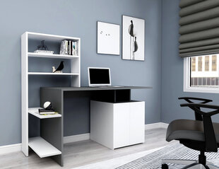 2-osaline kirjutuslaua komplekt Kalune Design Melis, valge/hall hind ja info | Arvutilauad, kirjutuslauad | hansapost.ee