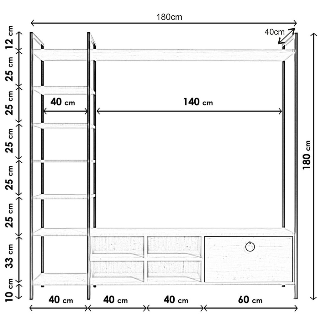 Sektsioon Kalune Design Mat - L515, must цена и информация | Sektsioonkapid | hansapost.ee