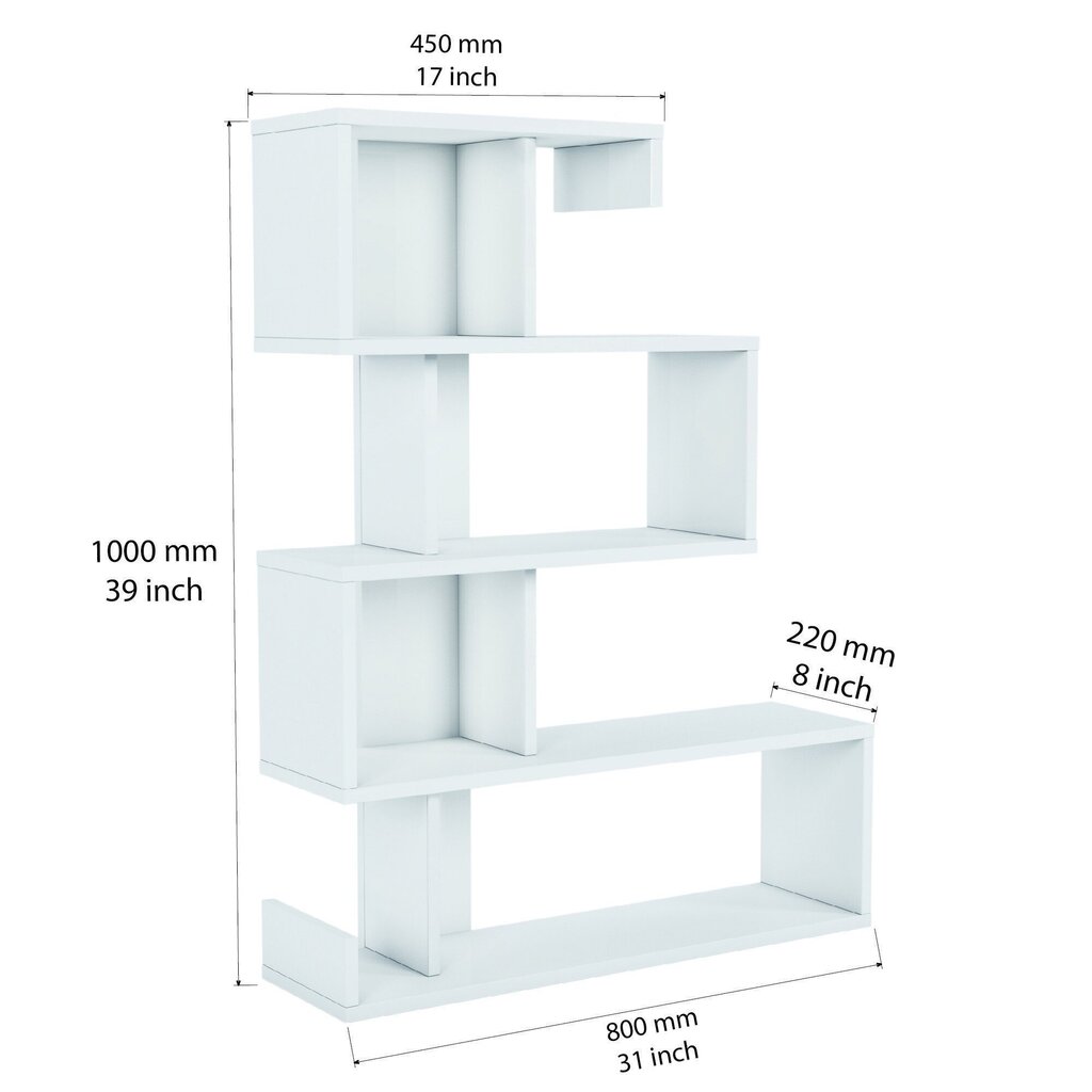 Raamaturiiul Longway, valge цена и информация | Riiulid | hansapost.ee