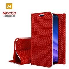 Mocco Carbon Leather Book Case For Apple iPhone X / XS Red hind ja info | Telefonide kaitsekaaned ja -ümbrised | hansapost.ee