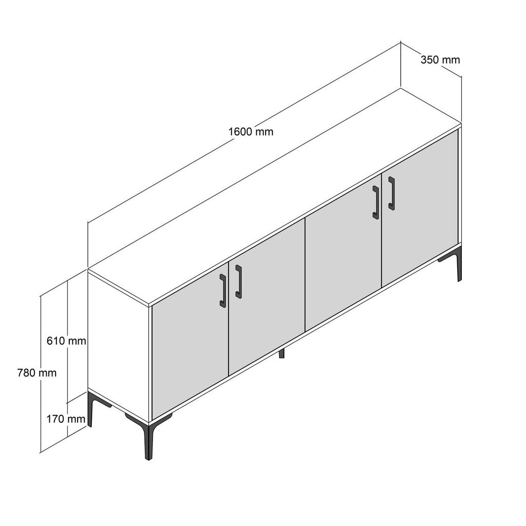 Kummut Kiev 160, pruun/hall hind ja info | Kummutid | hansapost.ee