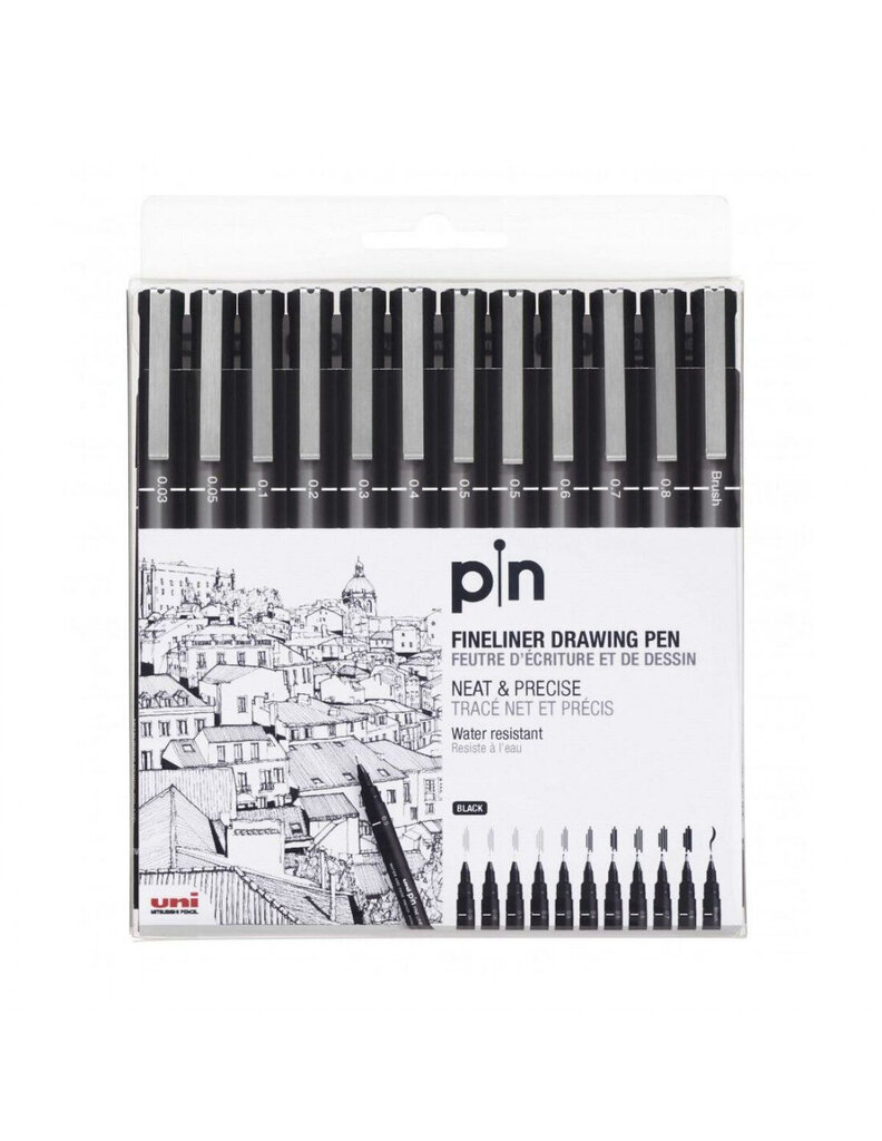 Markerite komplekt Uni-Ball Mitsubishi Pencil PIN, 12 tk цена и информация | Kunstitarbed, voolimise tarvikud | hansapost.ee