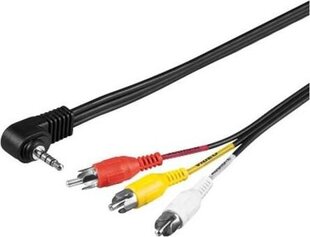 аудиовизуальный кабель jack (3,5 мм) m - 3x cinch m, 1,5 м, 4-полюсный разъем 90°, черный цена и информация | Кабели и провода | hansapost.ee