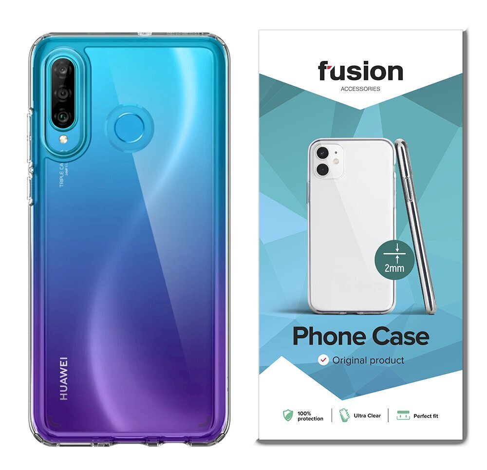 Silikoonist telefoniümbris Fusion Ultra Clear Series 2 mm Huawei P30 Lite, läbipaistev (EU Blister) hind ja info | Telefonide kaitsekaaned ja -ümbrised | hansapost.ee