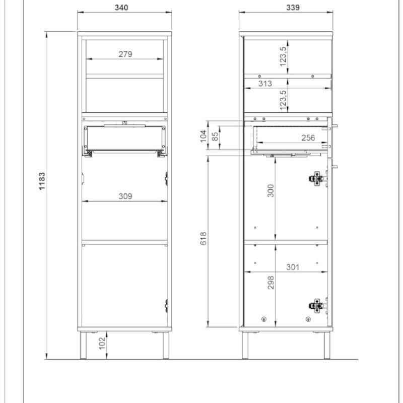 Vannitoakapp Aatrium Loria, 34x34x119 cm, valge цена и информация | Vannitoakapid | hansapost.ee