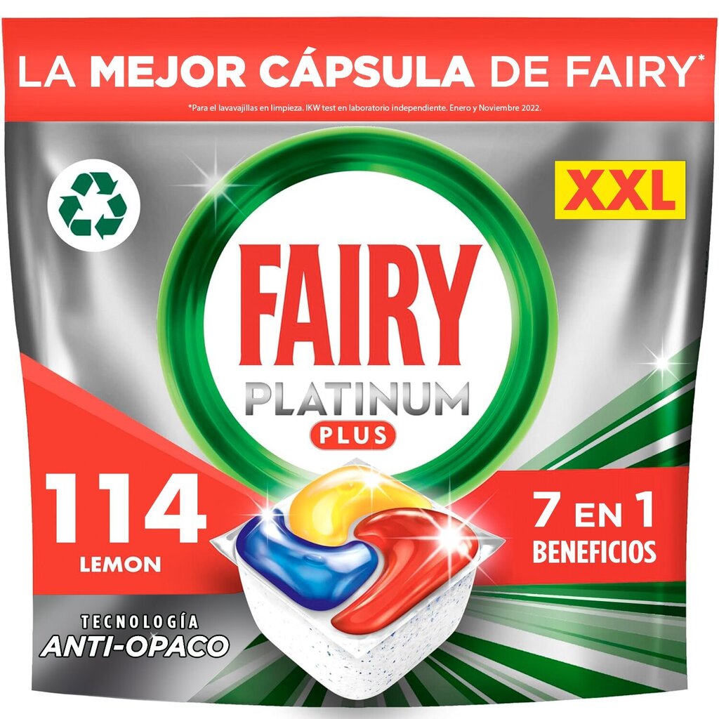 Fairy Platinum Plus All in One’i Nõudepesumasina Tabletid Lemon, 114 tk цена и информация | Nõudepesuvahendid | hansapost.ee