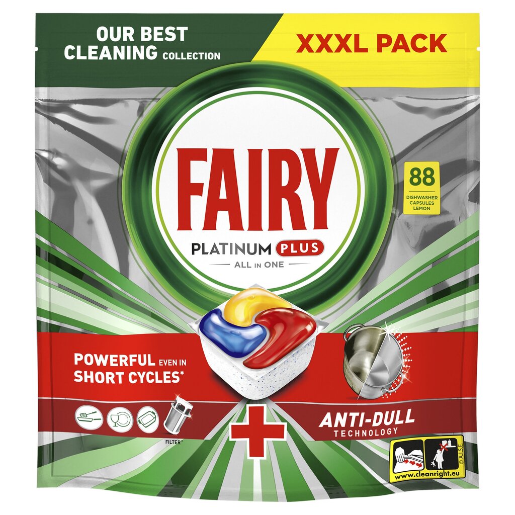 Fairy Platinum Plus All in One’i Nõudepesumasina Tabletid Lemon, 88 tk цена и информация | Nõudepesuvahendid | hansapost.ee