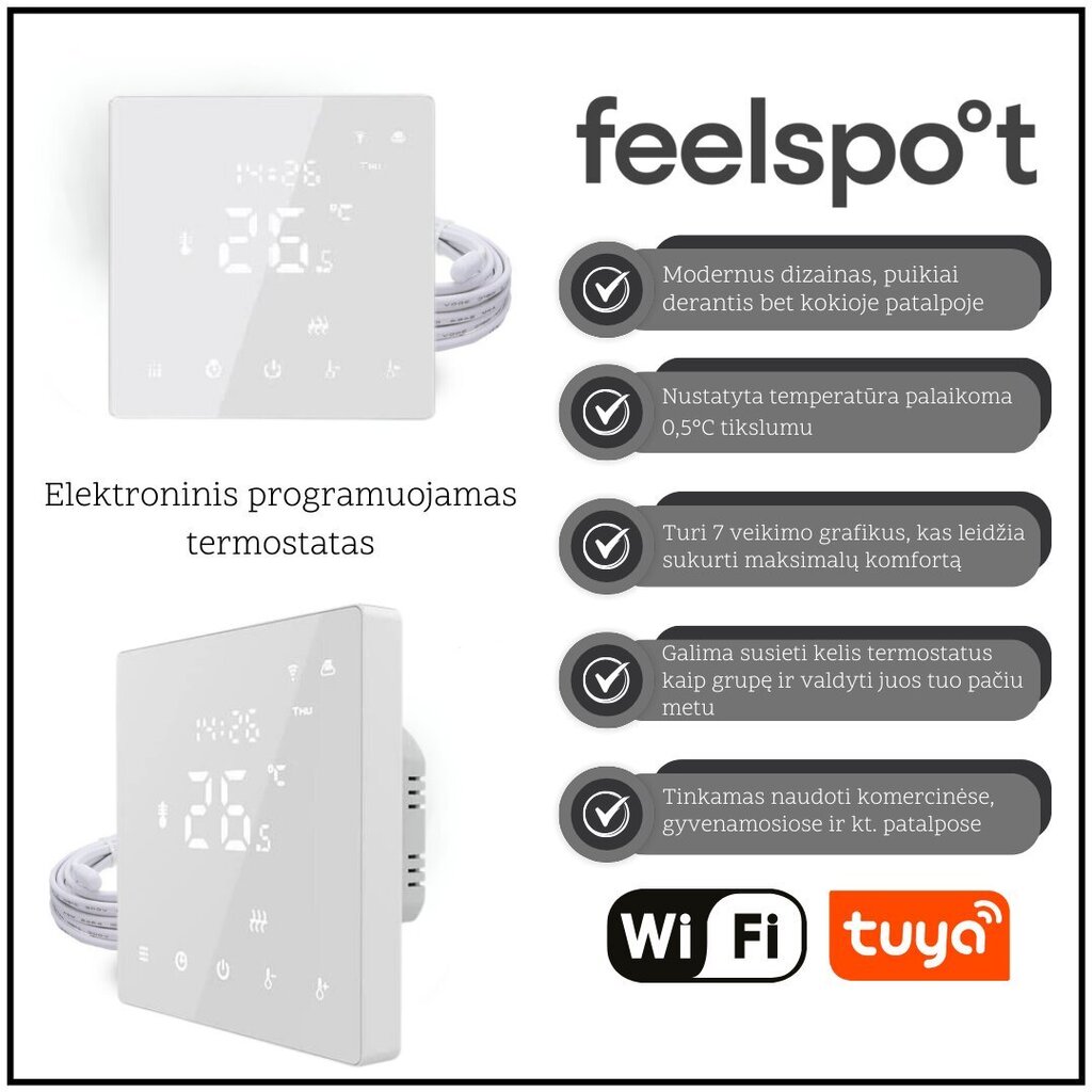 Põrandaküttevõrk Wellmo MAT 4m2 + programmeeritav termostaat Feelspot WTH22.16 цена и информация | Põrandaküte | hansapost.ee