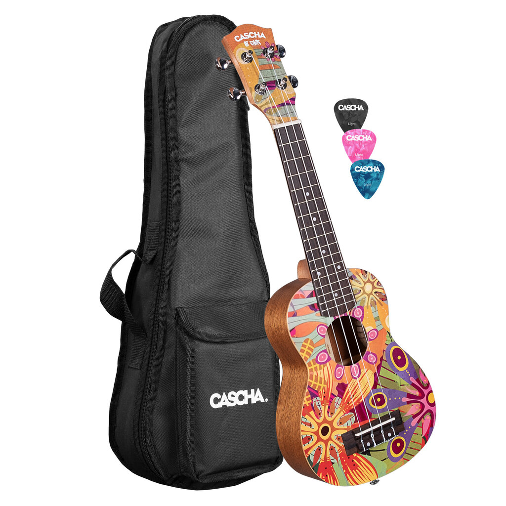 Sopran ukulele Cascha Art Flowers HH 2603 hind ja info | Kitarrid | hansapost.ee