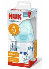 Стеклянная бутылочка Nuk First Choice+ 0-6 месяцев, 120 мл, синего цвета цена и информация | NUK Духи, косметика | hansapost.ee