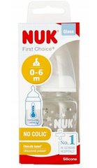 Стеклянная бутылочка Nuk First Choice+ 0-6 месяцев, 120 мл, белая цена и информация | Бутылочки и аксессуары | hansapost.ee