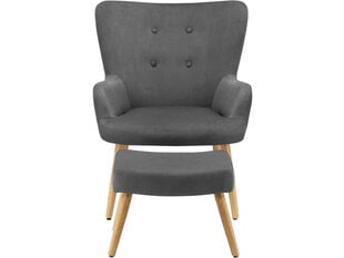 Кресло с подножкой Notio Living Chanel, вельвет, серое цена и информация | Кресла для отдыха | hansapost.ee