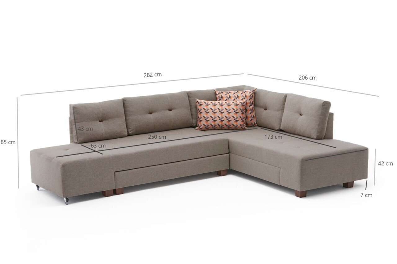 Nurgadiivan Asir Manama Corner Sofa Bed Right, beež hind ja info | Nurgadiivanid ja nurgadiivanvoodid | hansapost.ee