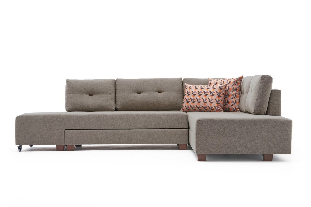 Nurgadiivan Asir Manama Corner Sofa Bed Right, beež цена и информация | Nurgadiivanid ja nurgadiivanvoodid | hansapost.ee