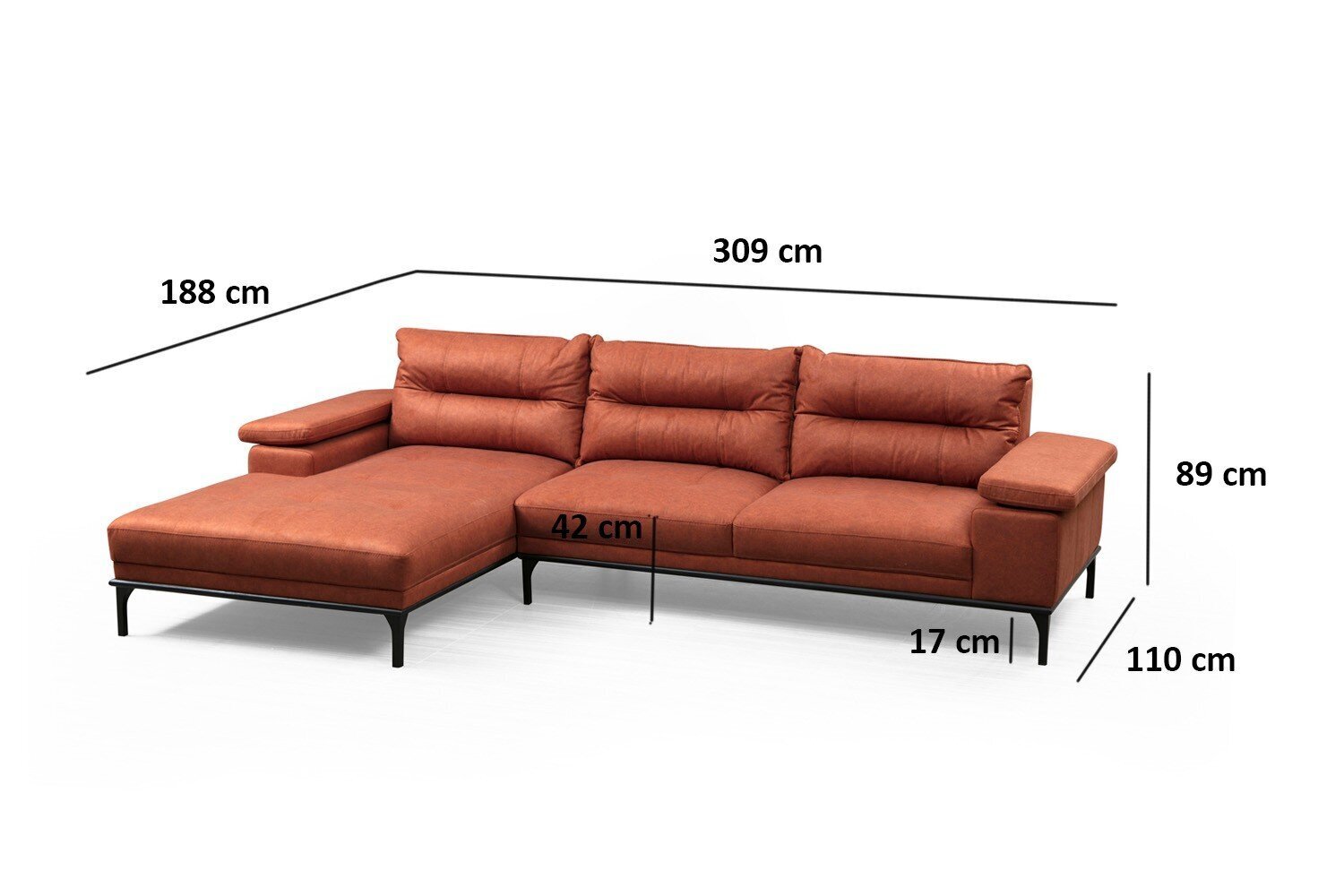 Nurgadiivan Asir Hollywood Corner Left, oranž цена и информация | Nurgadiivanid ja nurgadiivanvoodid | hansapost.ee