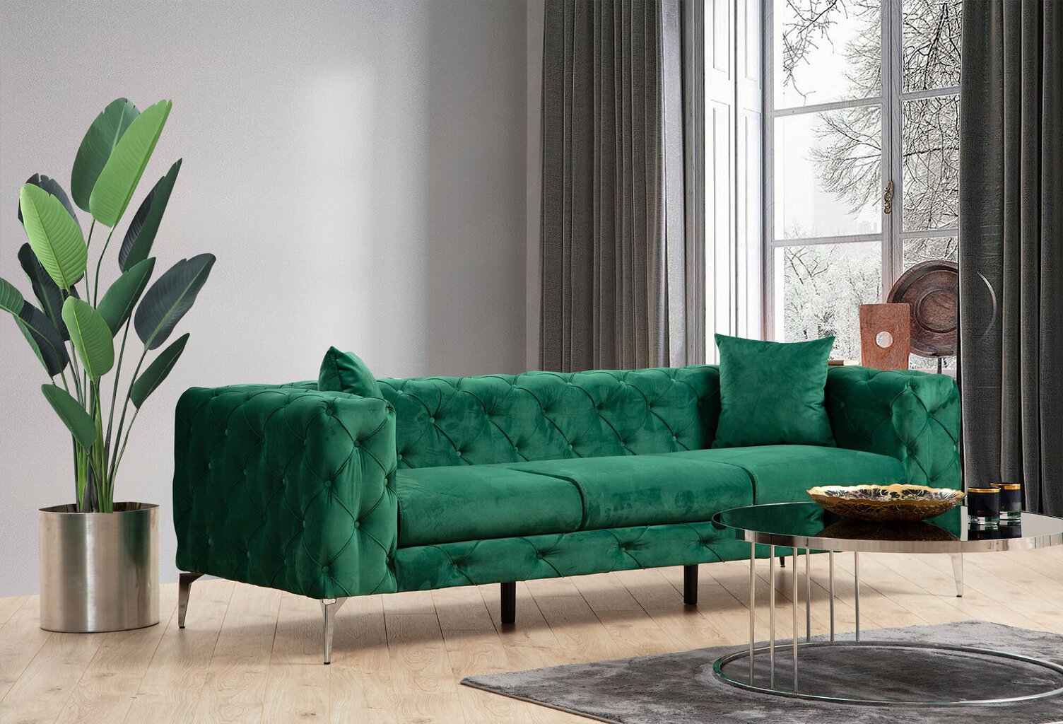 Kolmekohaline diivan Atelier Del Sofa Como, roheline цена и информация | Diivanvoodid ja diivanid | hansapost.ee